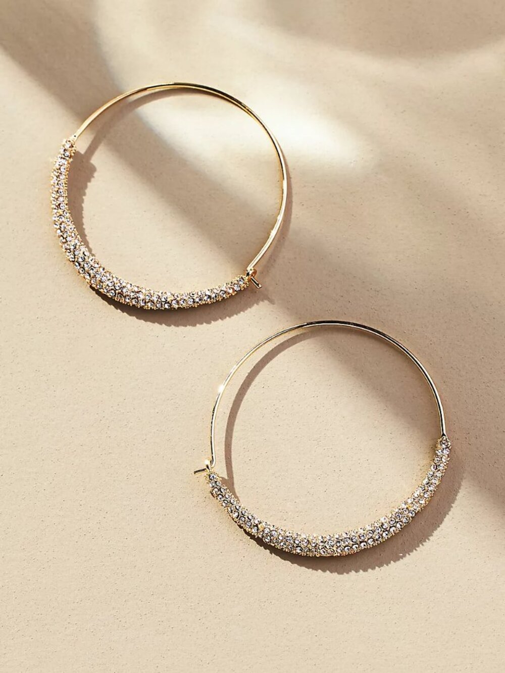 Anthropologie Gold Pavé Hoop Earrings NWT